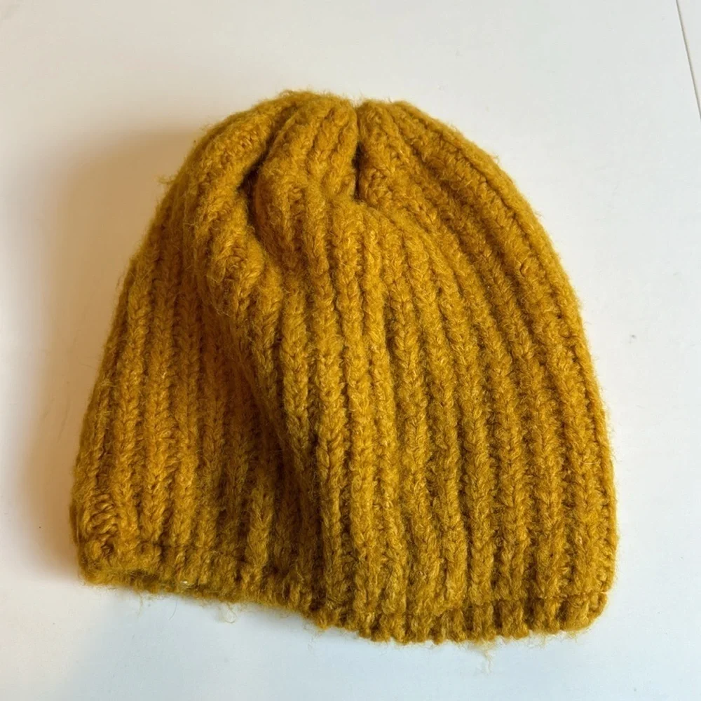 Woolk mustard, yellow Knit women’s Winter Hat
